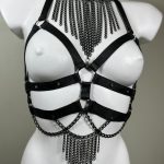 Gaga Chain handmade leather body harness draped with rows of chains