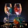 Chromatic Faces set of six hand painted glasses with colorful painted faces