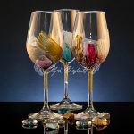 Golden Motion set of six hand painted glasses with gold strokes and vibrant colors