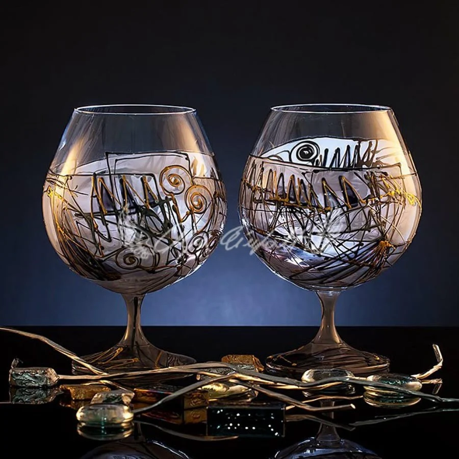 Hand painted wine glasses, set of two, by Olja Einfalt