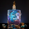 The Kiss hand painted glass bottle with intimate romantic motif
