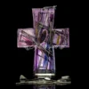 Francis handmade glass cross in violet amethyst tones, Amethyst Edition