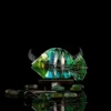 Snapper glass fish in emerald green, hand painted upright sculpture