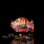Orata small glass fish in warm ember tones, hand painted Ember Edition