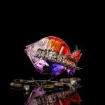 Orata hand painted glass fish in fiery tones, Fire Edition