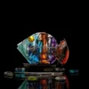 Orata glass fish art piece with hand painted dawn-like shifting colors, Aurora Edition