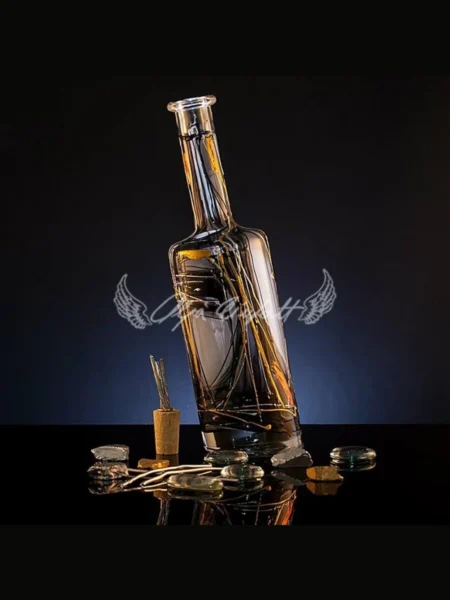 Koi Edition painted glass bottle with hand painted koi motif in motion