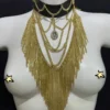 Vampirica Gold statement necklace with cascading gold chains and central pendant
