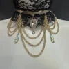 Baroque Aurora choker with color-shifting aurora crystals and gold elements