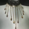Lacrima Royale gold chain choker with clear crystal teardrops