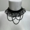 Renaissance Noir gothic lace choker with velvet details and delicate chains