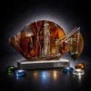 Amber Core glass fish sculpture with hand painted geometric lines and glowing amber center