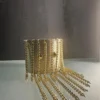 Metallic gold leather Chihuahua bracelet with gold chains and studs