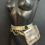 Silver Ice reflective metallic silver leather belt bag with silver-tone chains