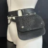 Black Eclipse textured black leather belt bag with silver hardware